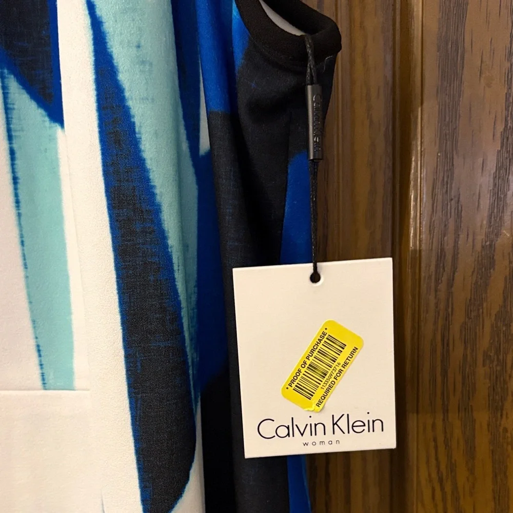 Calvin Klein Abstract Midi Sheath Dress W/Silver Hardware - Picture 4 of 11